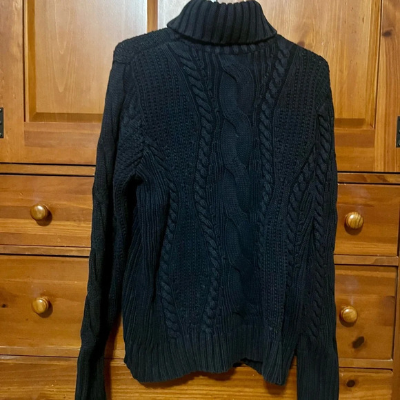 Women's Lands End Cable Knit Turtleneck Sweater - Picture 3 of 6